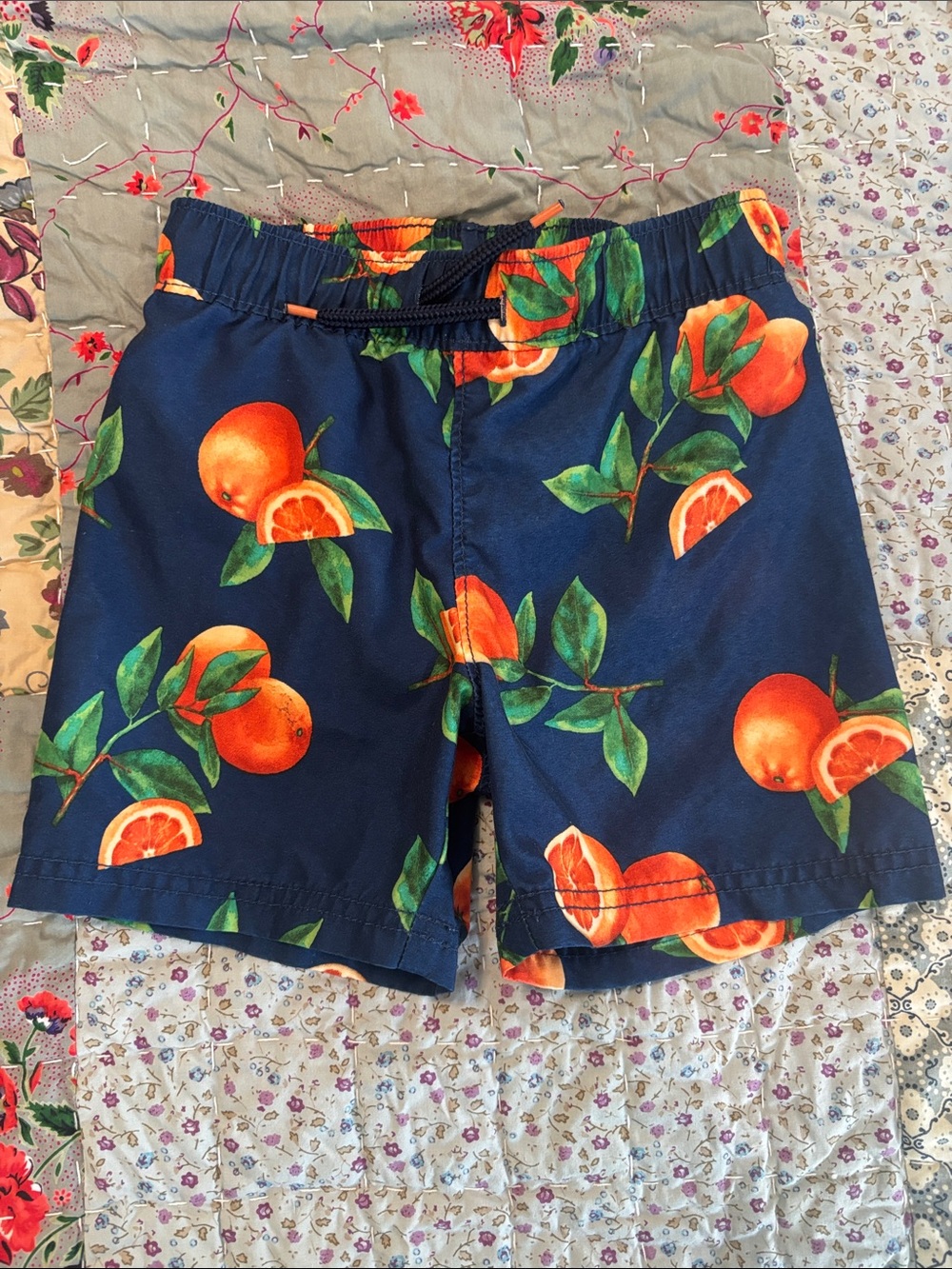 Boys Swim Shorts with Orange Citrus Print